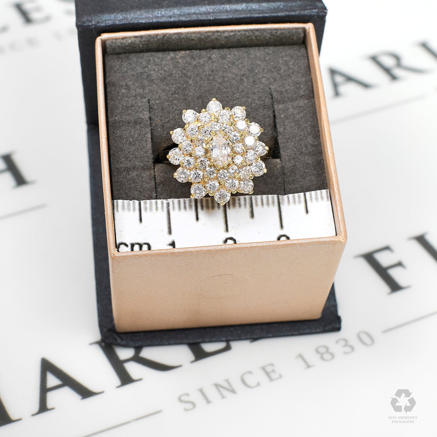 Pre-Owned 9ct Gold CZ Cluster Ring Size Q
