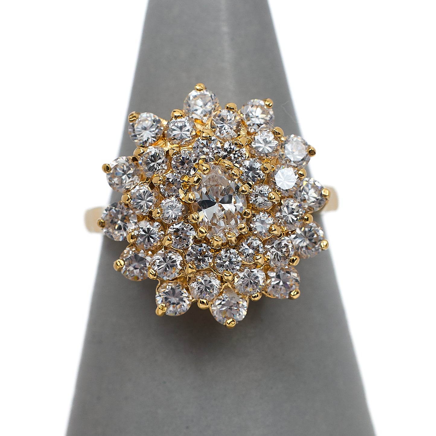 Pre-Owned 9ct Gold CZ Cluster Ring Size Q