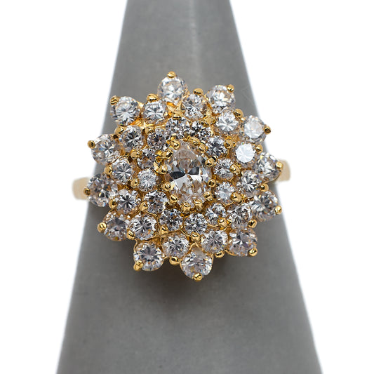Pre-Owned 9ct Gold CZ Cluster Ring Size Q