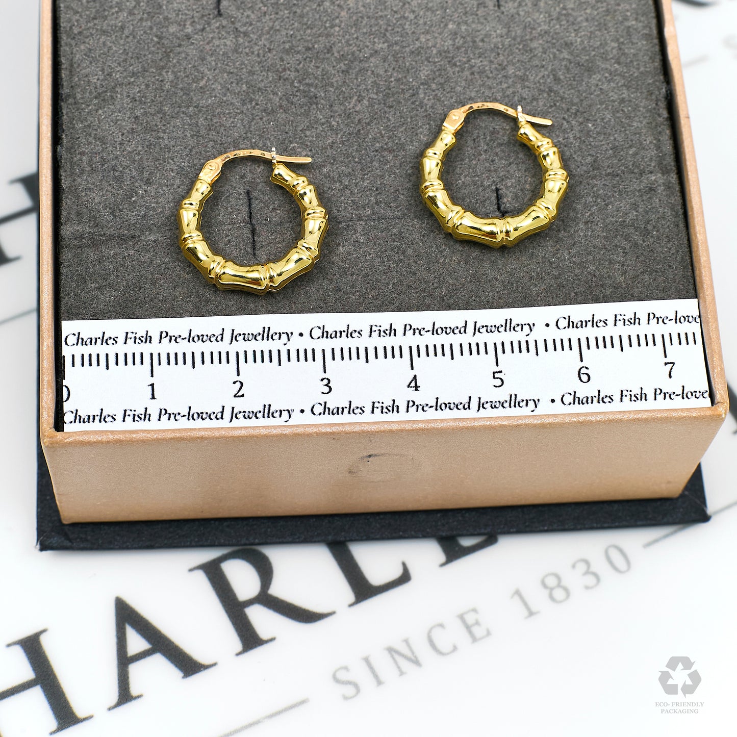 Pre-Owned 9ct Gold Bamboo Creole Hoop Earrings