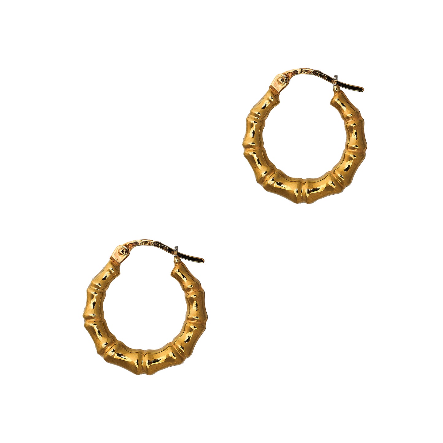 Pre-Owned 9ct Gold Bamboo Creole Hoop Earrings