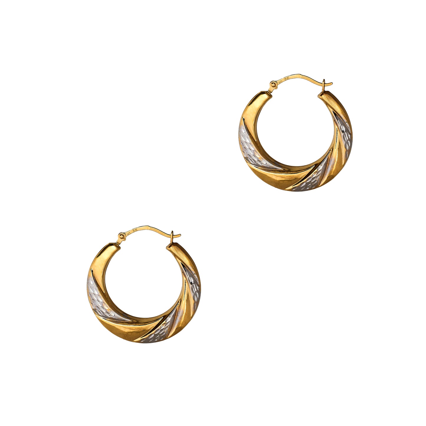 Pre-Owned 9ct Gold 2 Tone Creole Hoop Earrings