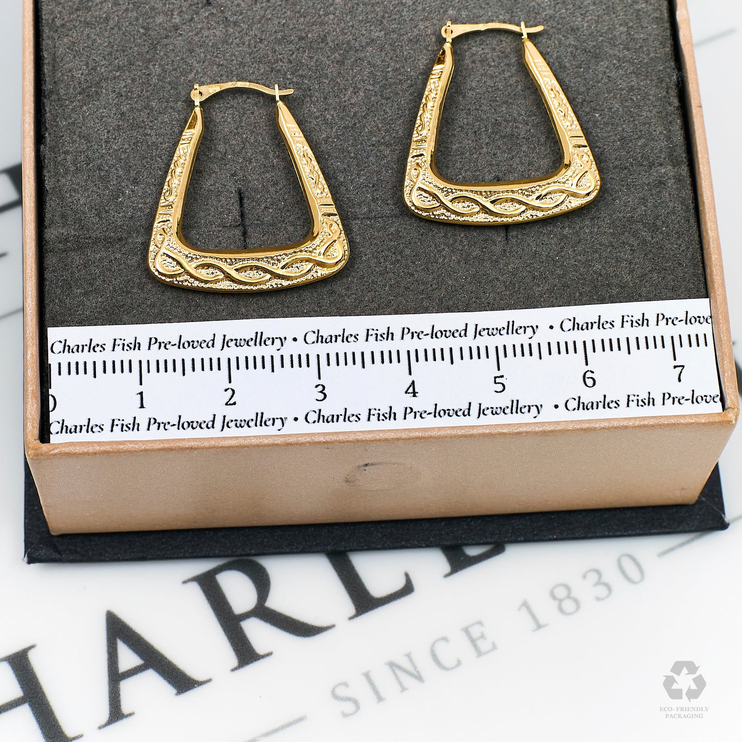 Pre-Owned 9ct Gold Triangular Creole Earrings