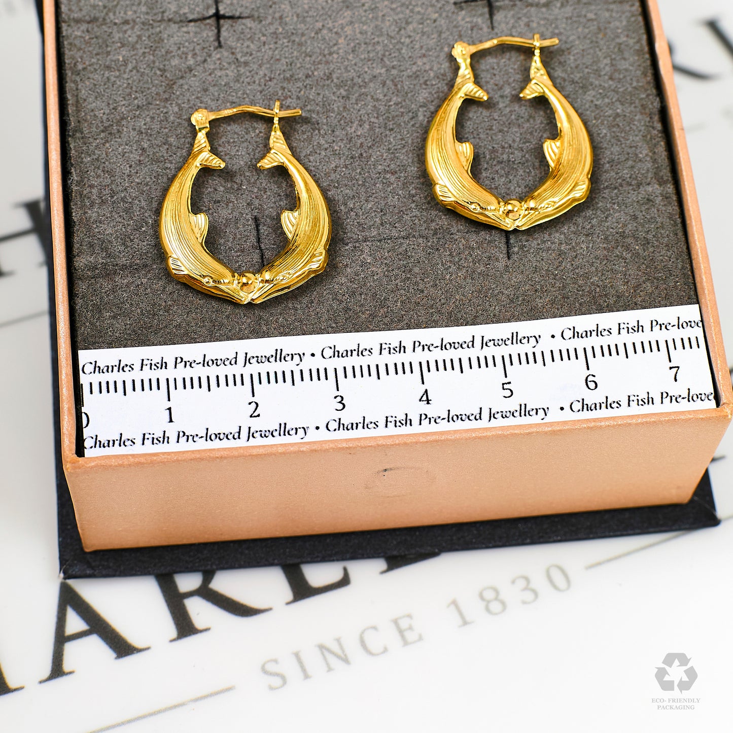 Pre-Owned 9ct Gold Dolphin Creole Hoop Earrings