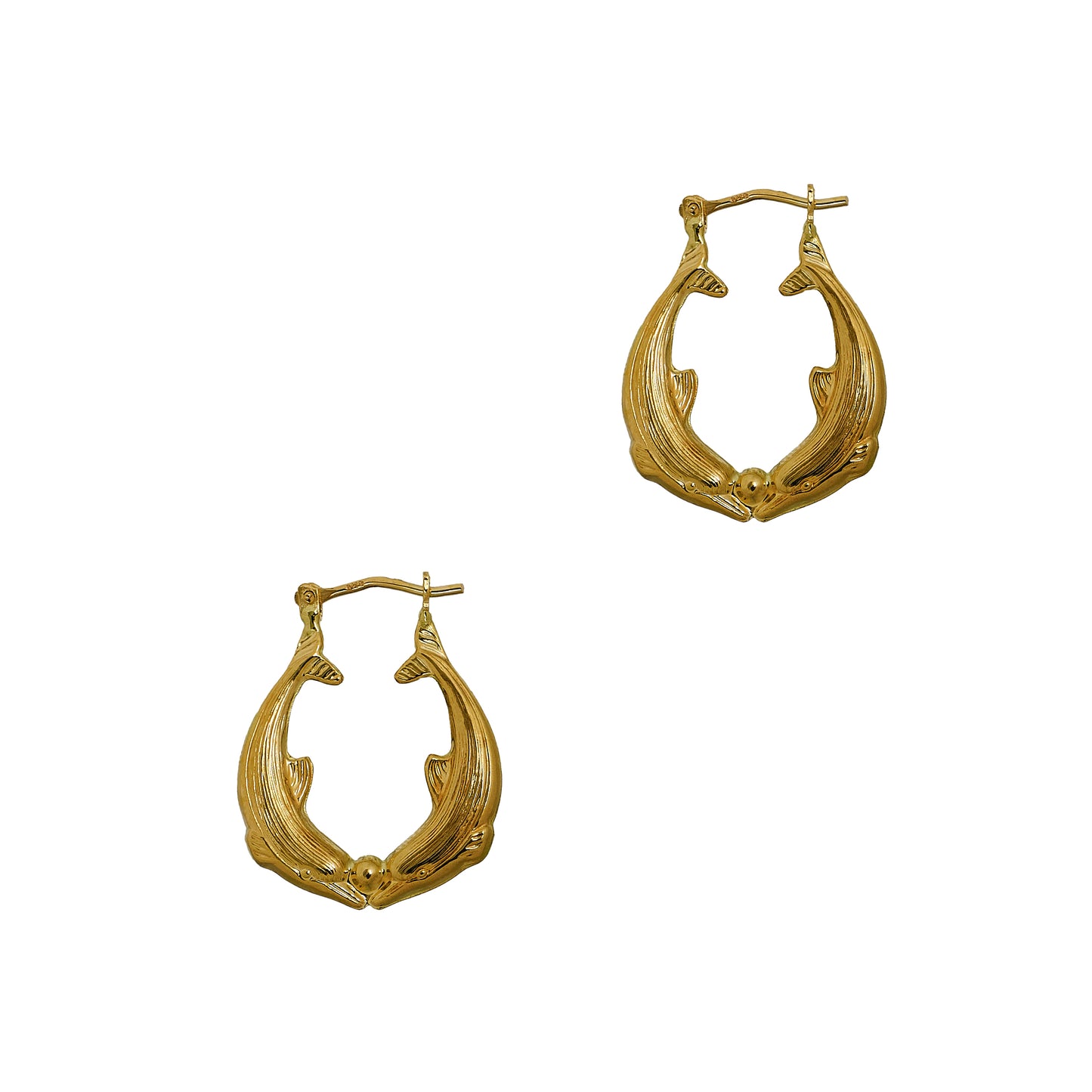 Pre-Owned 9ct Gold Dolphin Creole Hoop Earrings
