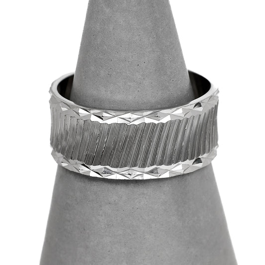 Pre-Owned 18ct White Gold Patterned Band Ring Size N