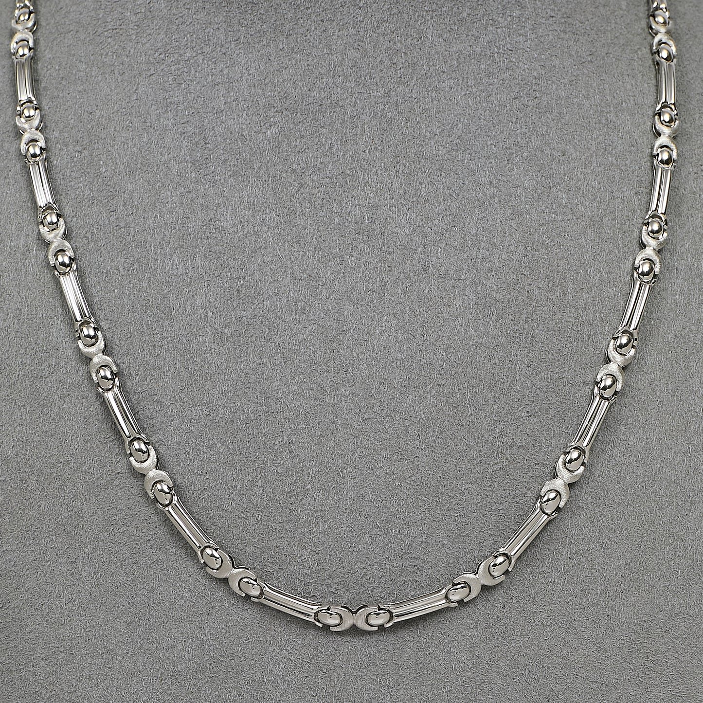 Pre-Owned 18ct White Gold Bar Link Necklace 17 Inch