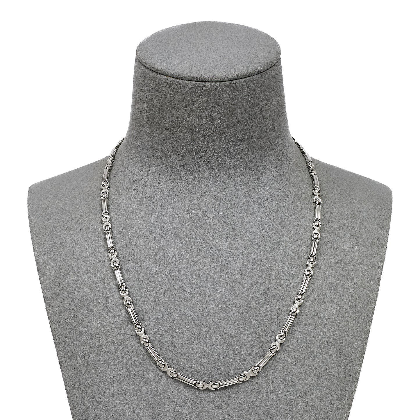 Pre-Owned 18ct White Gold Bar Link Necklace 17 Inch