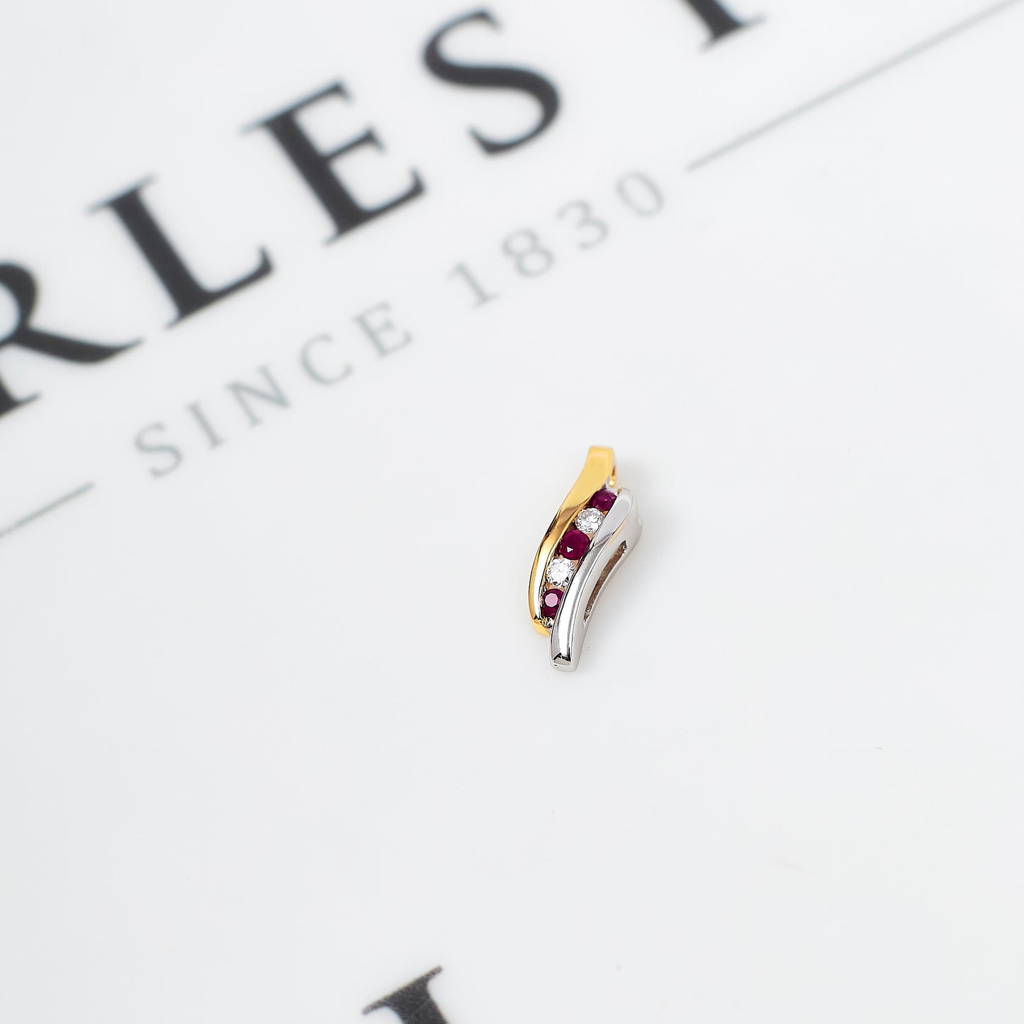 Pre-Owned 14ct Gold 2 Tone Diamond & Ruby Pendant