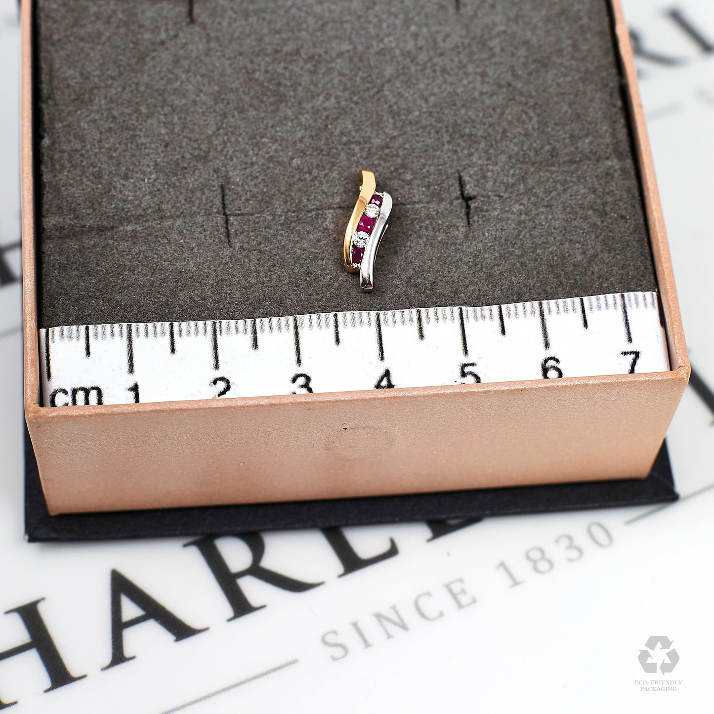 Pre-Owned 14ct Gold 2 Tone Diamond & Ruby Pendant
