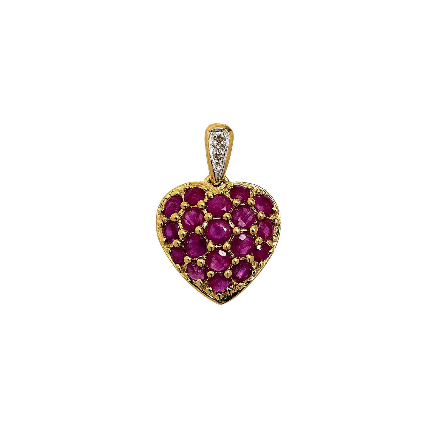 Pre-Owned 9ct Gold Ruby & Diamond Heart Pendant