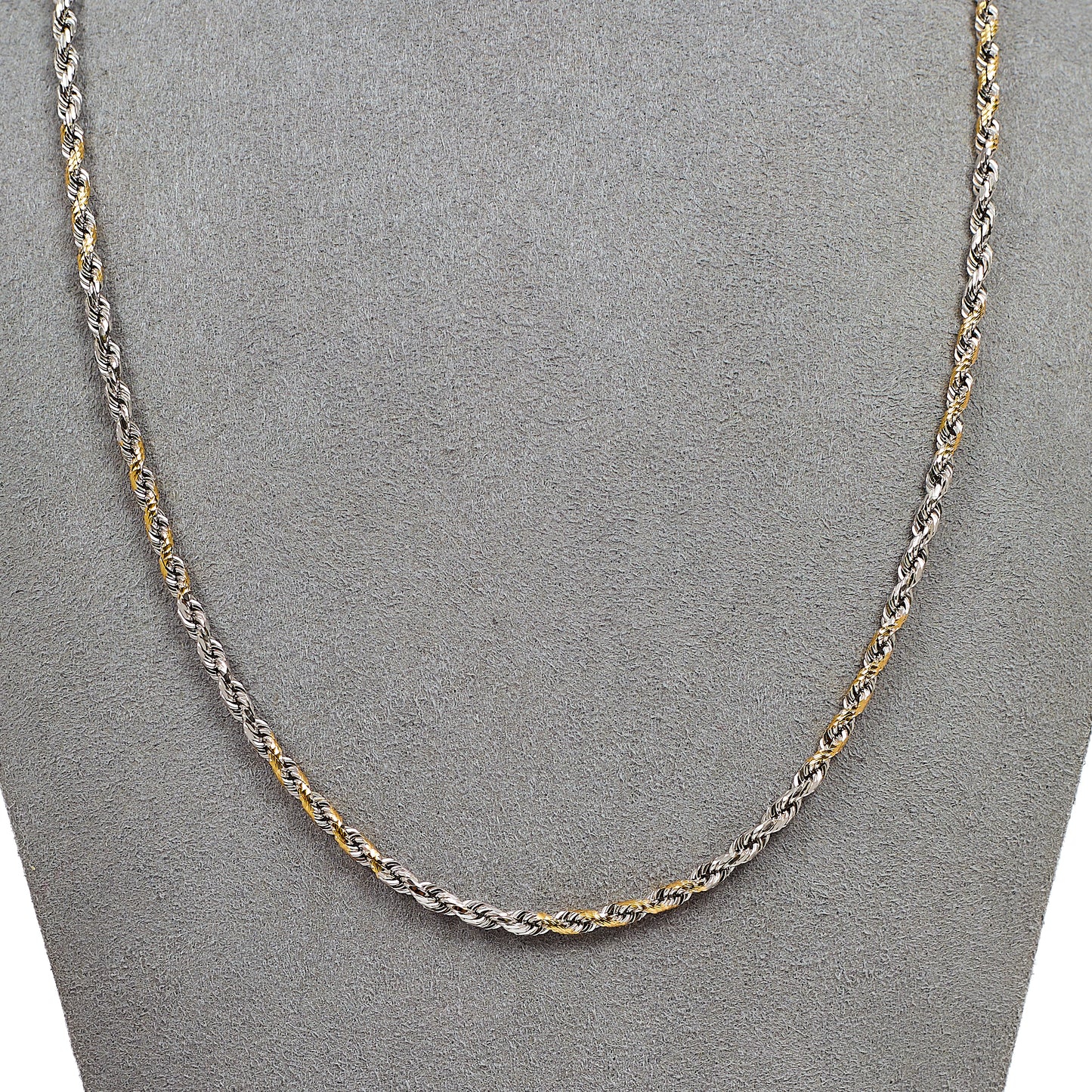 Pre-Owned 9ct Gold 2 Tone Rope Chain Necklace 20 Inch