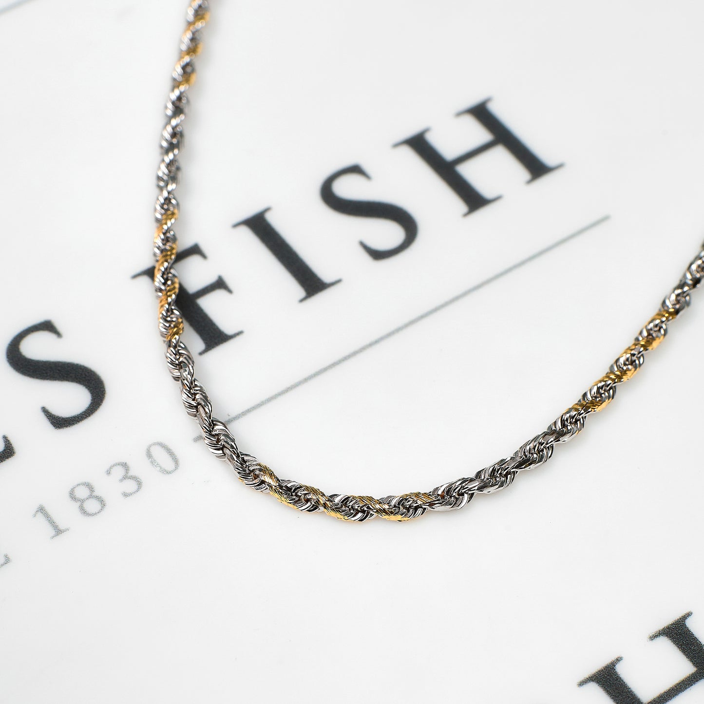 Pre-Owned 9ct Gold 2 Tone Rope Chain Necklace 20 Inch
