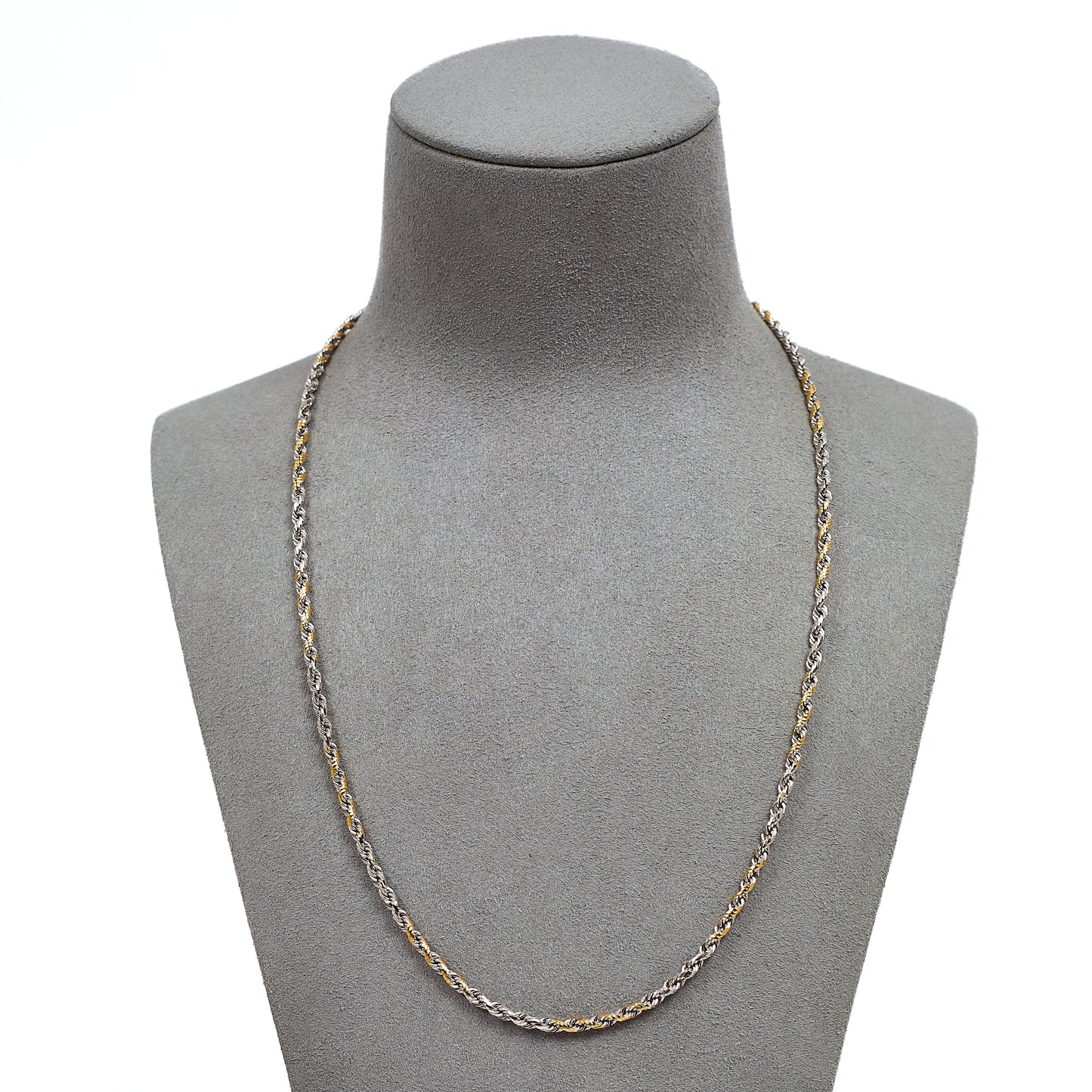 Pre-Owned 9ct Gold 2 Tone Rope Chain Necklace 20 Inch