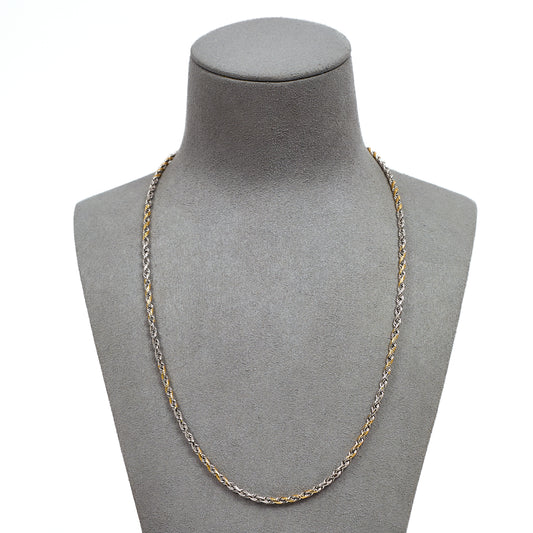 Pre-Owned 9ct Gold 2 Tone Rope Chain Necklace 20 Inch