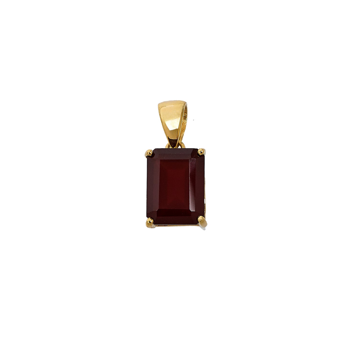 Pre-Owned 9ct Gold Rectangle Garnet Pendant