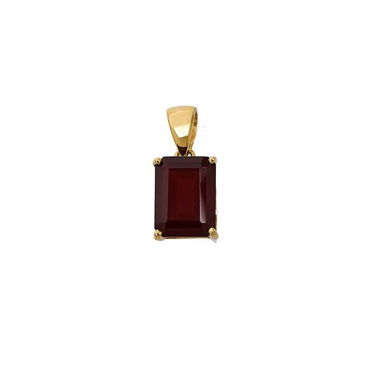 Pre-Owned 9ct Gold Rectangle Garnet Pendant