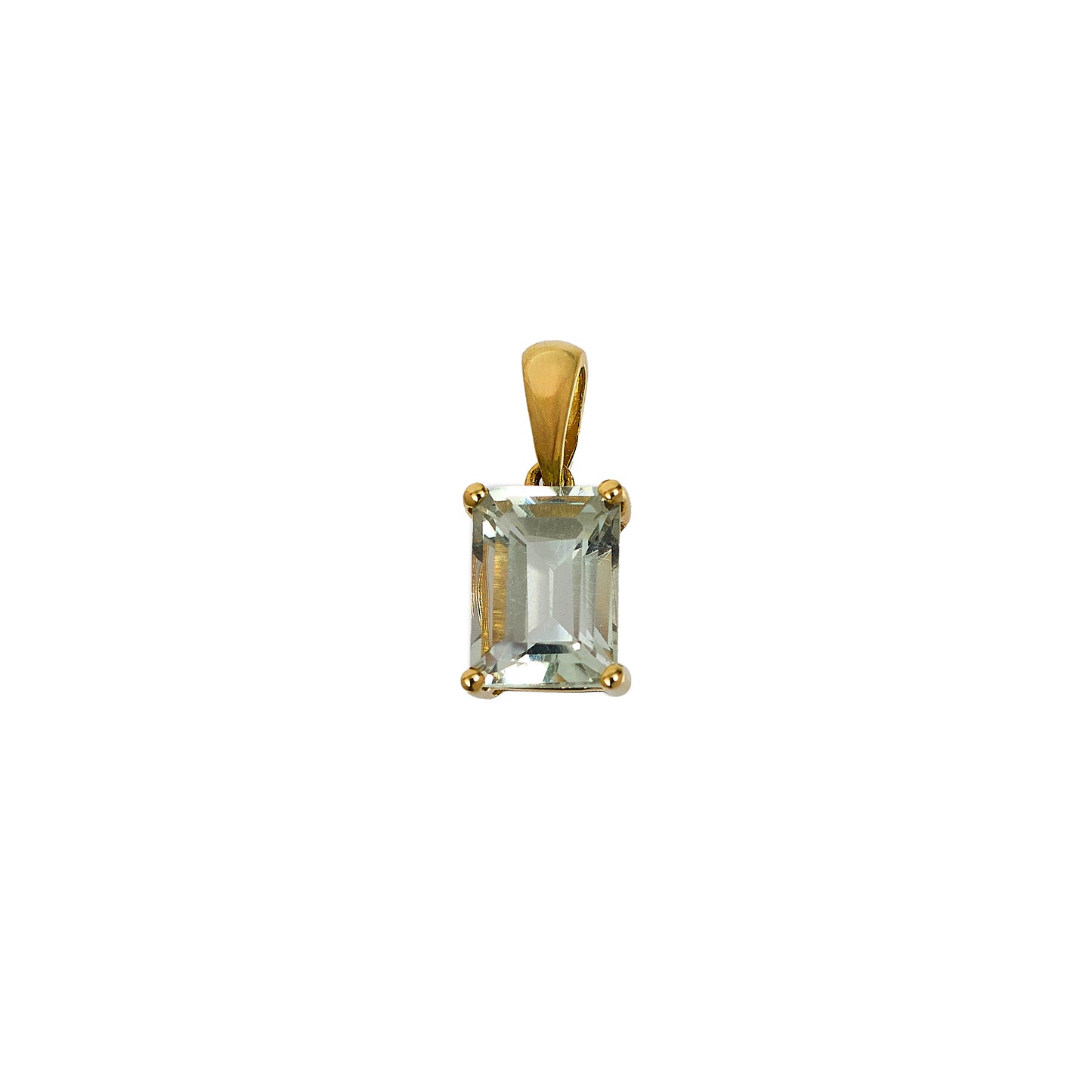 Pre-Owned 9ct Gold Rectangle Quartz Pendant Petite
