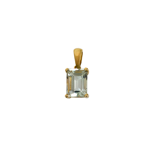 Pre-Owned 9ct Gold Rectangle Quartz Pendant Petite