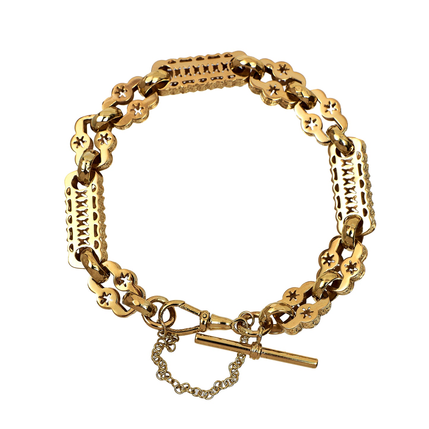 Pre-Owned 9ct Gold Vintage Look Link Bracelet & TBar Swivel