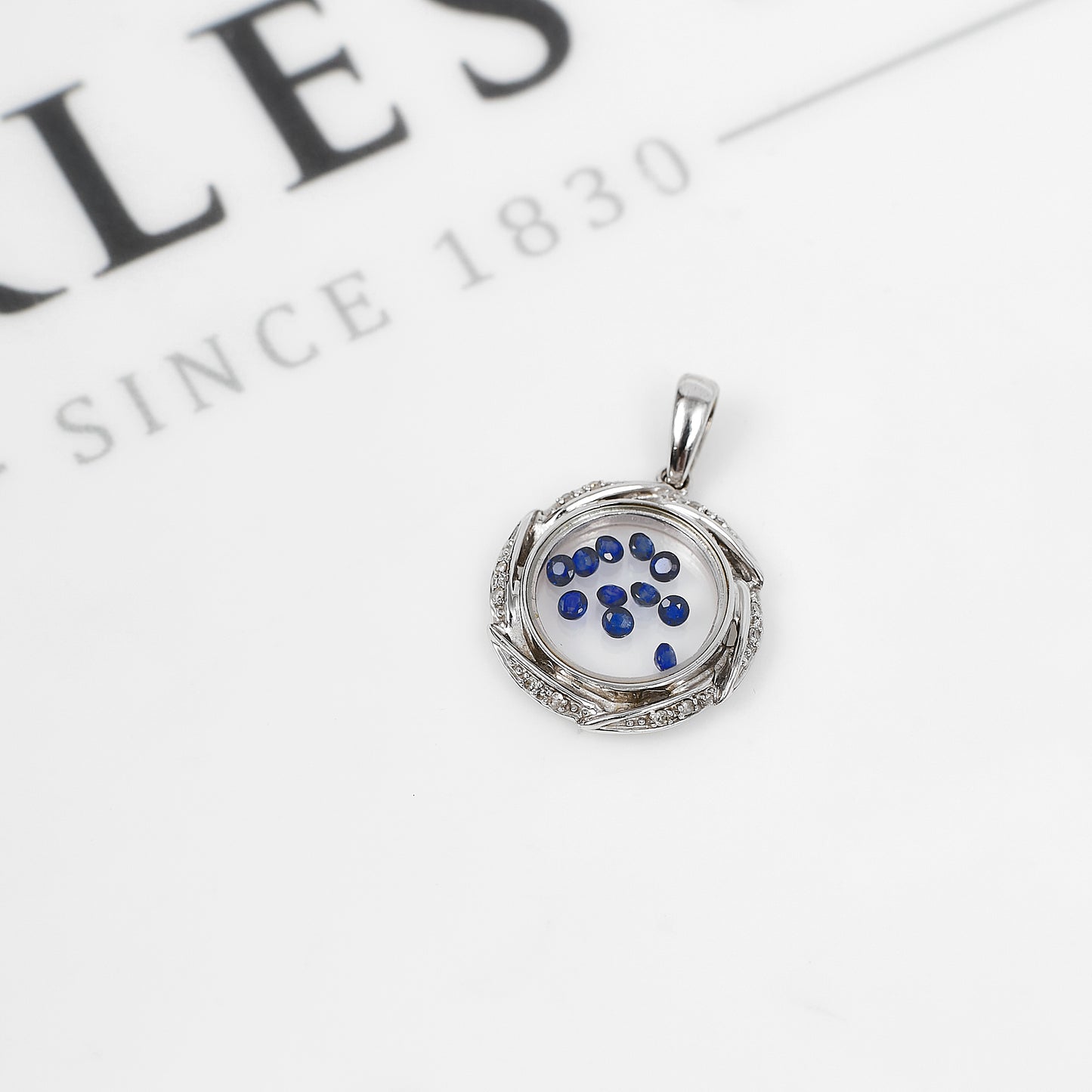 Pre-Owned 9ct White Gold Diamond & Sapphire Pendant