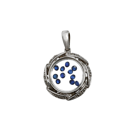 Pre-Owned 9ct White Gold Diamond & Sapphire Pendant