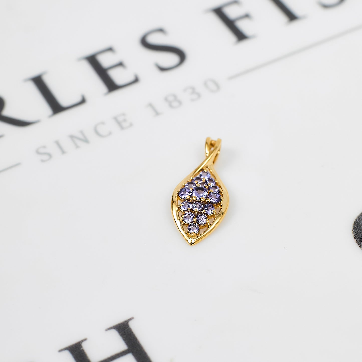 Pre-Owned 9ct Gold Marquise Shape Multi Tanzanite Pendant