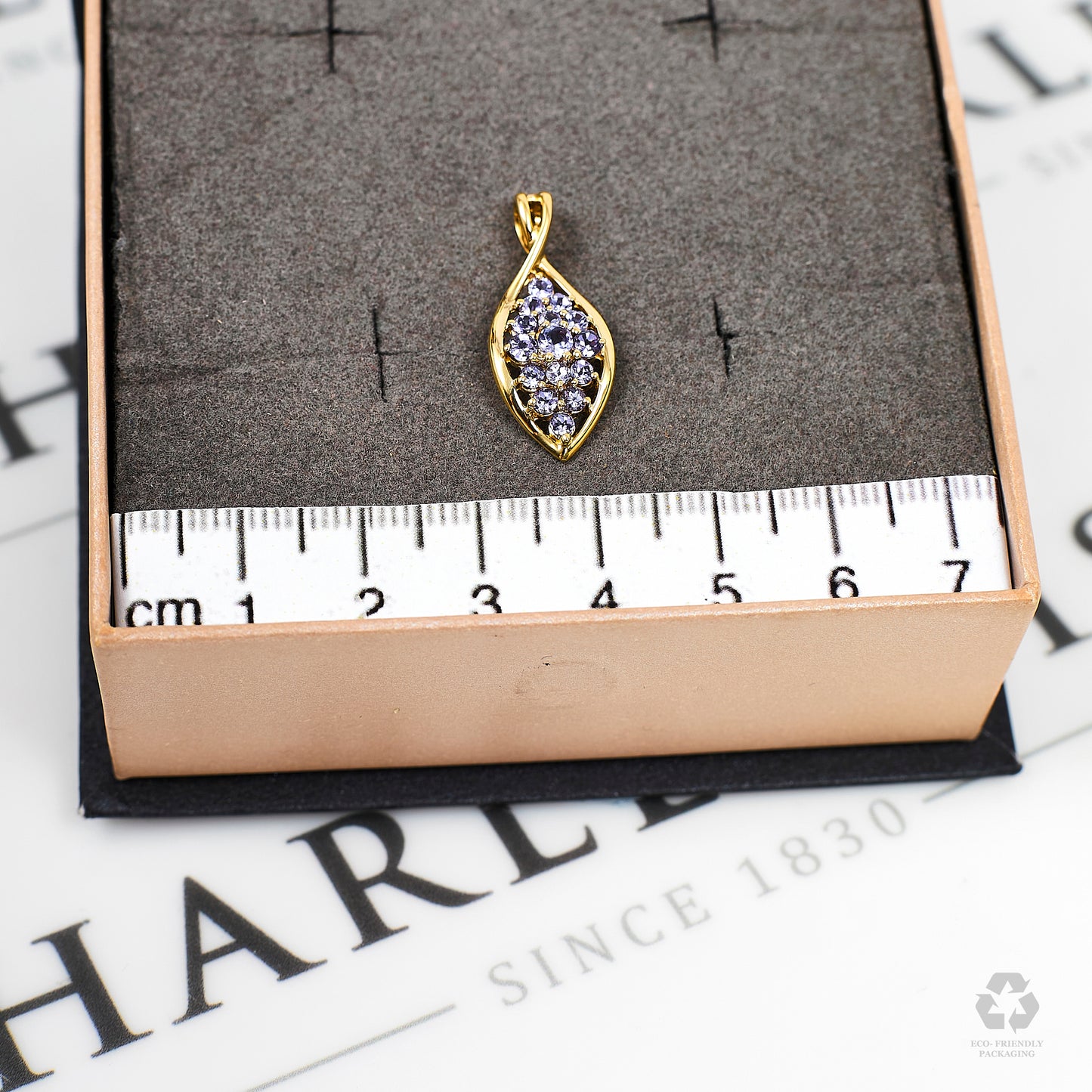 Pre-Owned 9ct Gold Marquise Shape Multi Tanzanite Pendant