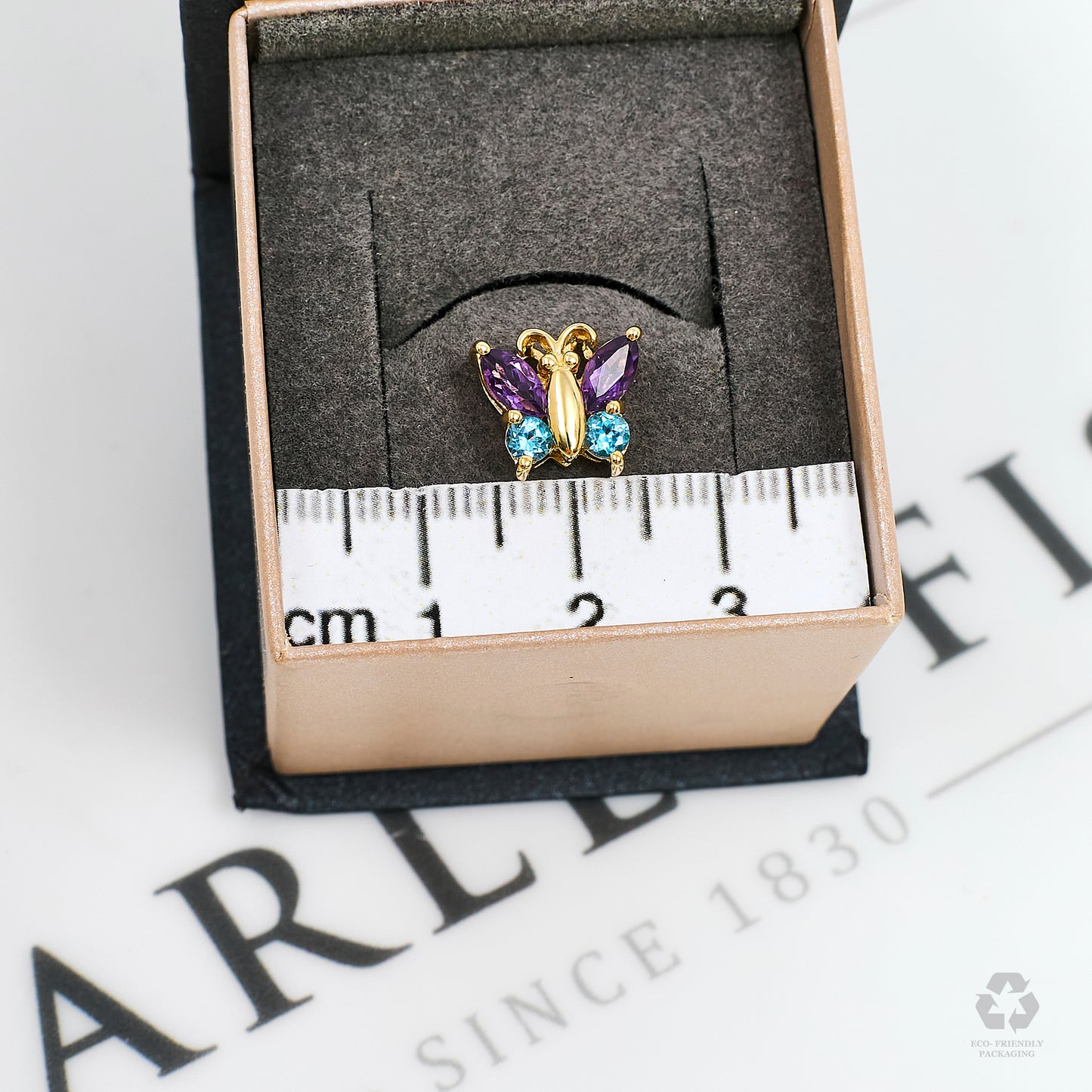 Pre-Owned 9ct Gold Amethyst & Topaz Butterfly Pendant