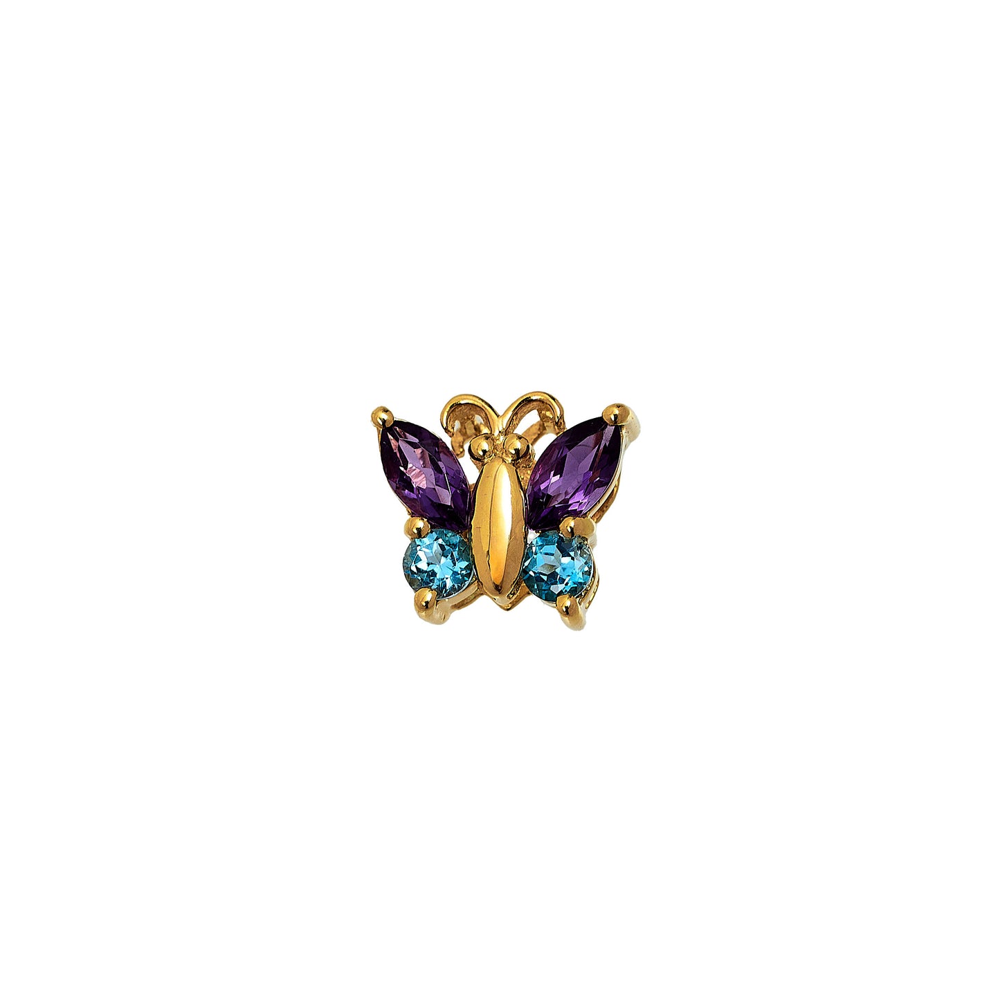 Pre-Owned 9ct Gold Amethyst & Topaz Butterfly Pendant