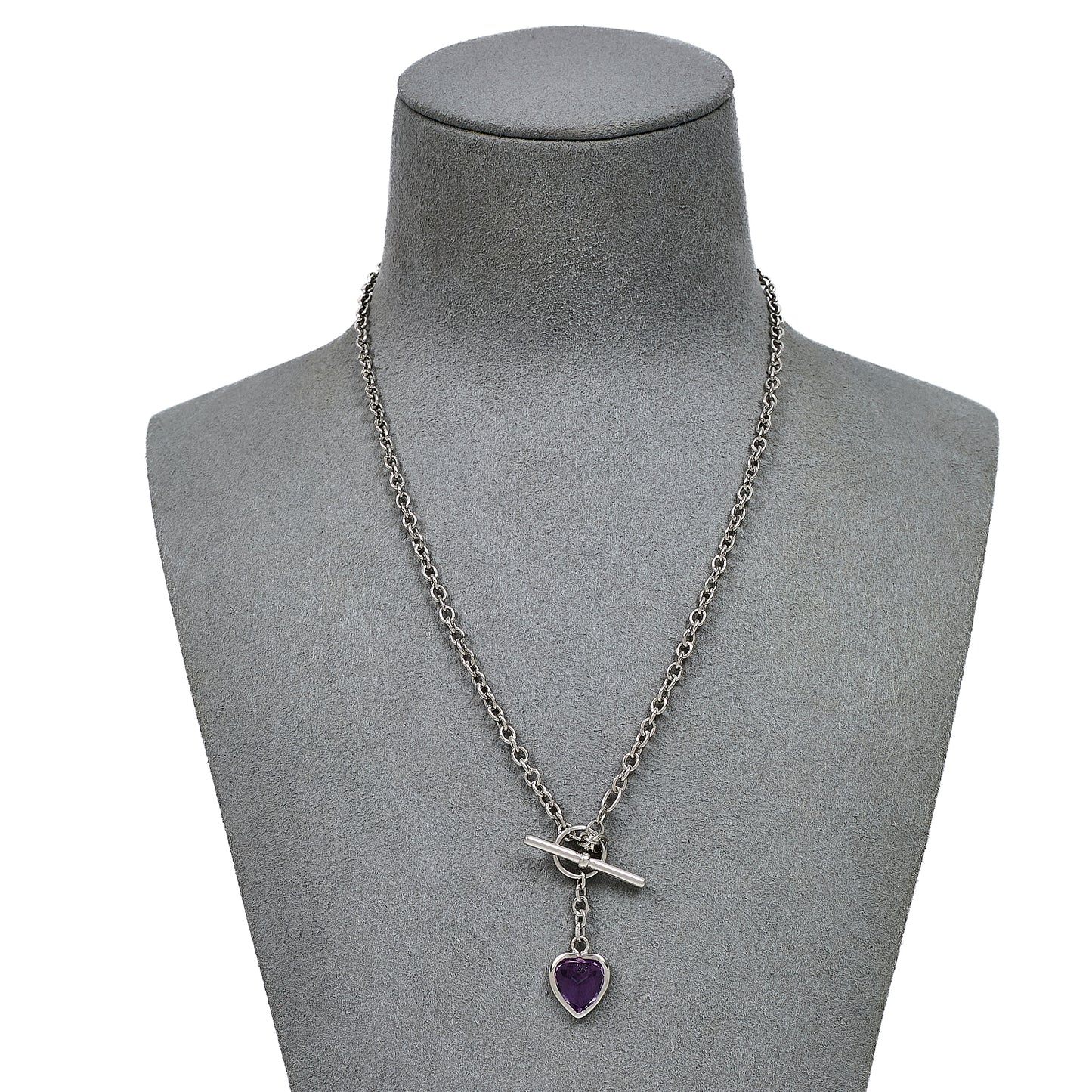 Pre-Owned 9ct White Gold Amethyst Heart Jewellery SET