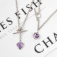 Pre-Owned 9ct White Gold Amethyst Heart Jewellery SET