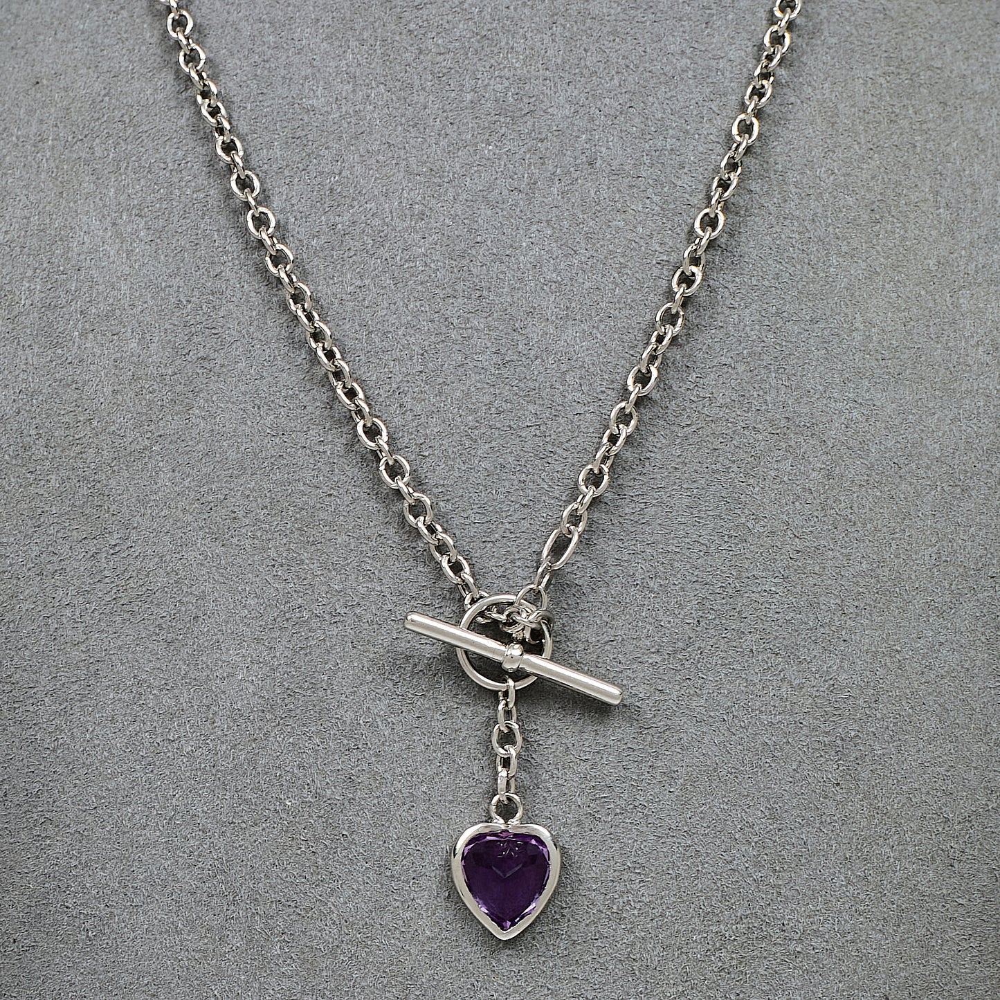 Pre-Owned 9ct White Gold Amethyst Heart Jewellery SET