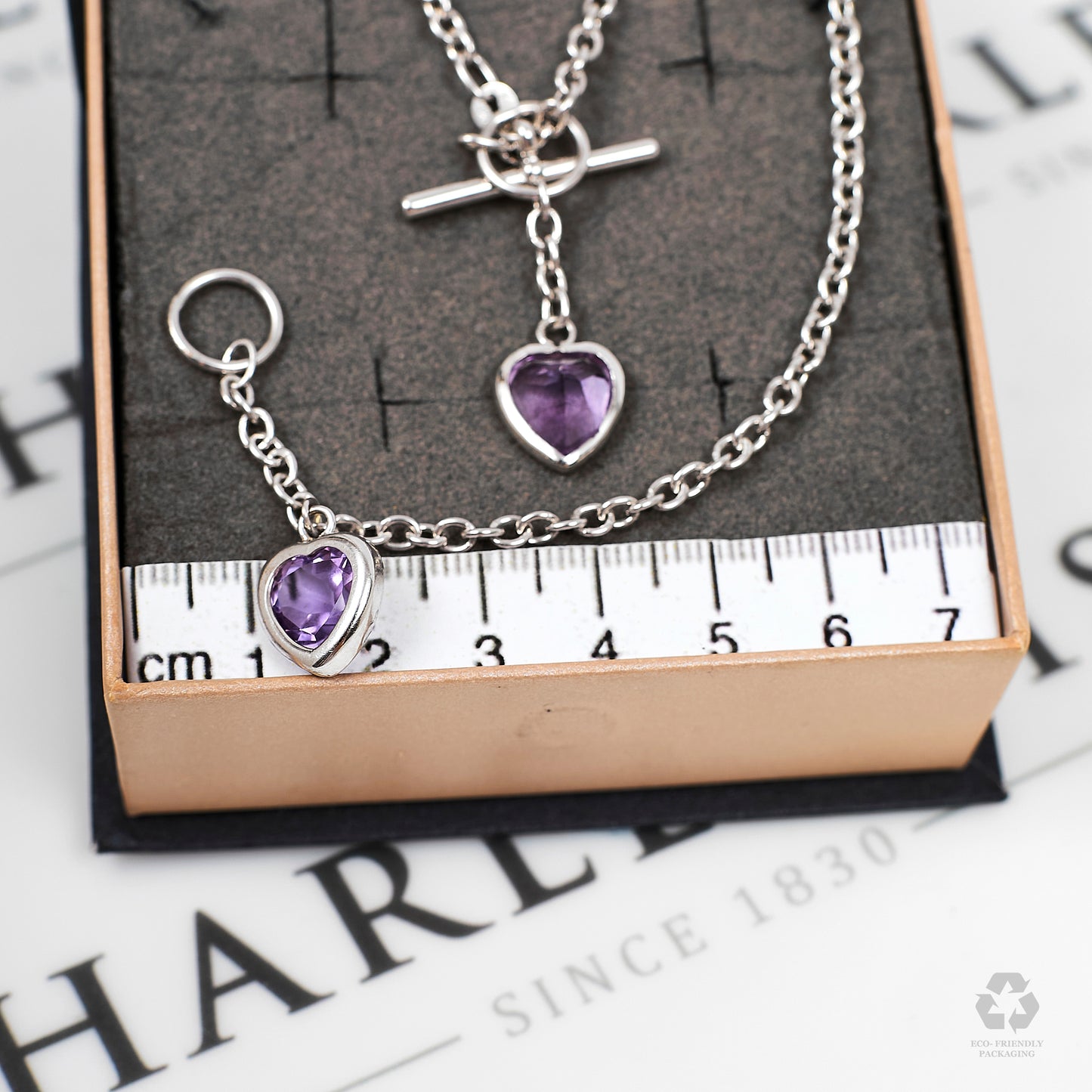 Pre-Owned 9ct White Gold Amethyst Heart Jewellery SET