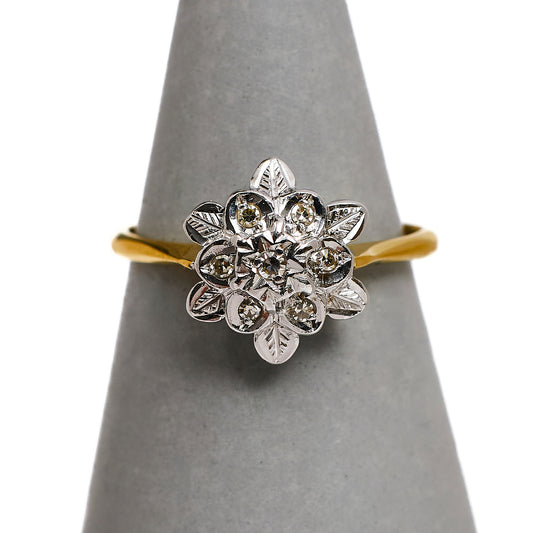 Pre-Owned 18ct Gold Illusion Set Diamond Cluster Ring Size L