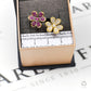 Pre-Owned 14ct Gold Synthetic Red & White Stone Flower Ring