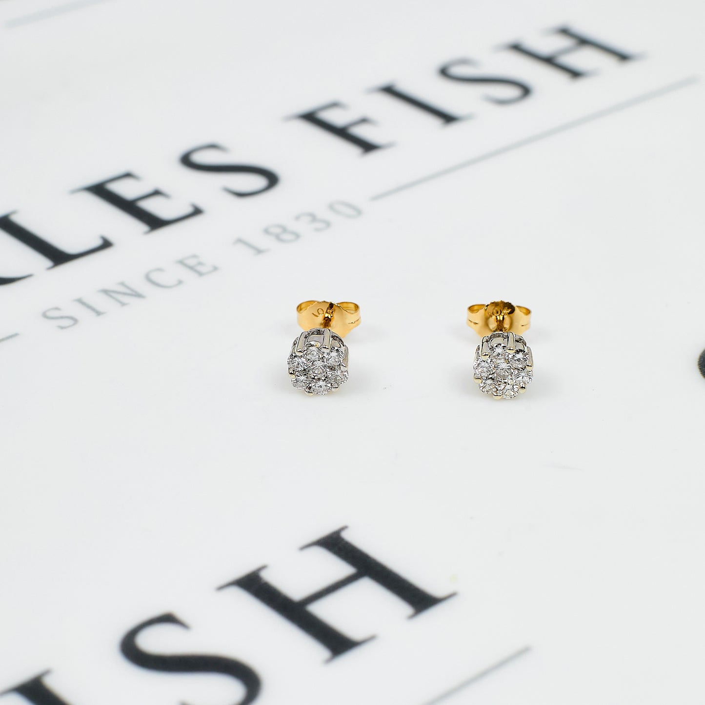 Pre-Owned 9ct Gold Diamond Cluster Stud Earrings