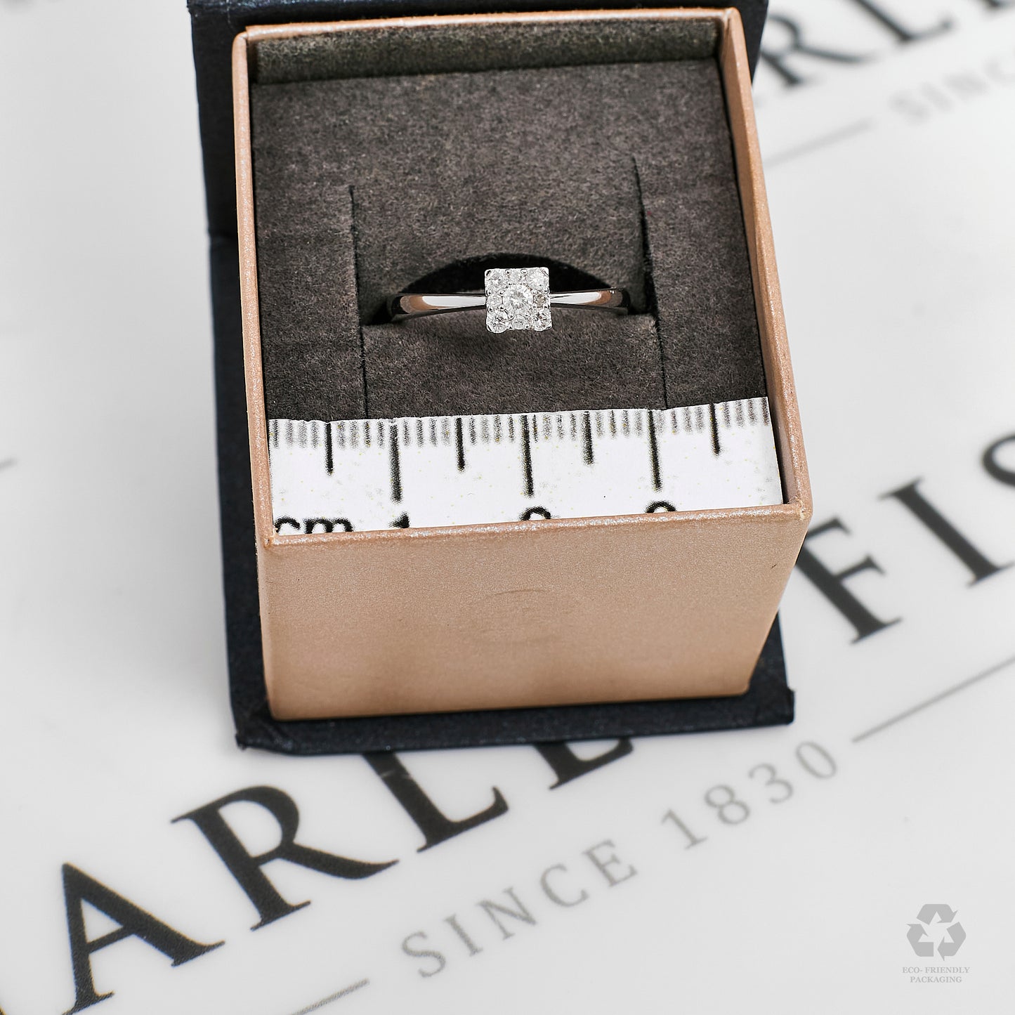 Pre-Owned 9ct White Gold Square 9 Diamond Cluster Ring