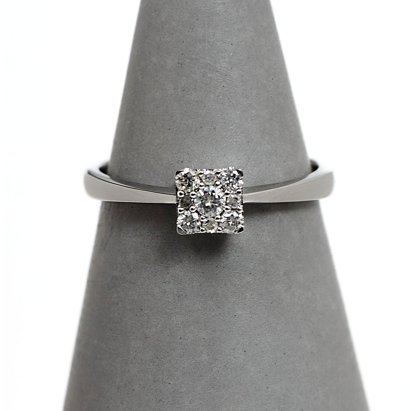 Pre-Owned 9ct White Gold Square 9 Diamond Cluster Ring