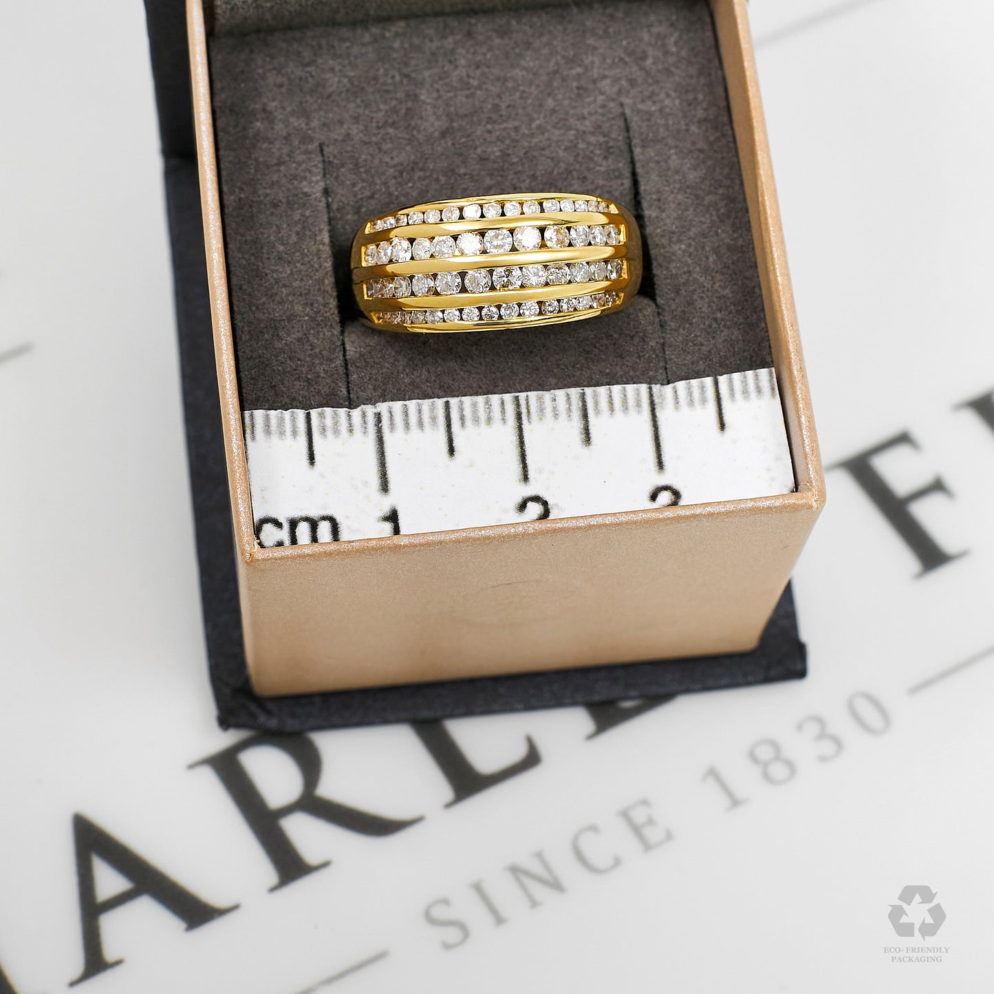 Pre-Owned 14ct Gold 4 Row Diamond Ring Size P.5