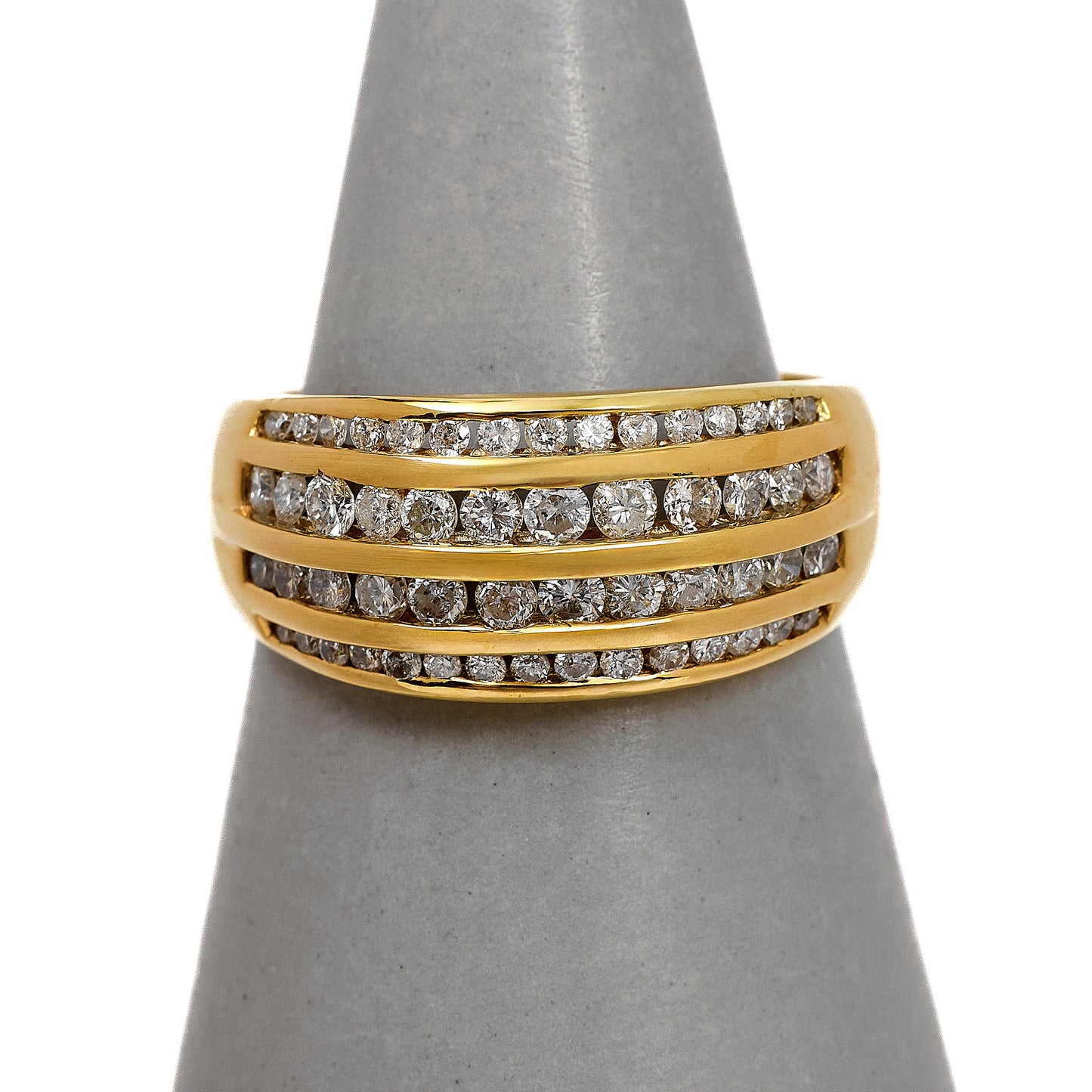 Pre-Owned 14ct Gold 4 Row Diamond Ring Size P.5