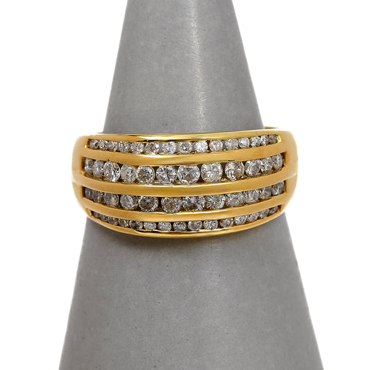Pre-Owned 14ct Gold 4 Row Diamond Ring Size P.5