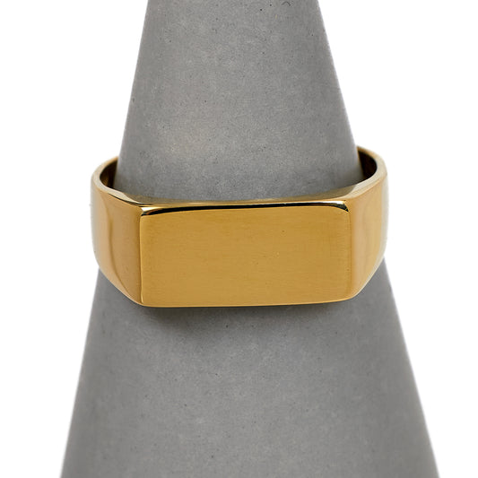 Pre-Owned 9ct Gold Rectangle Signet Ring Size S.5