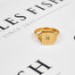 Pre-Owned 9ct God Mens Diamond Rectangle Signet Ring Size W