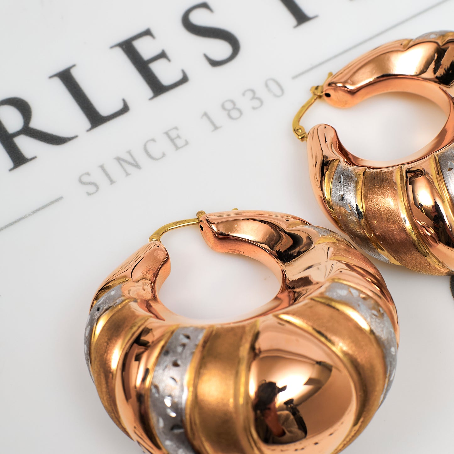 Pre-Owned 18ct Gold Tricolor Creole Hoop Earrings