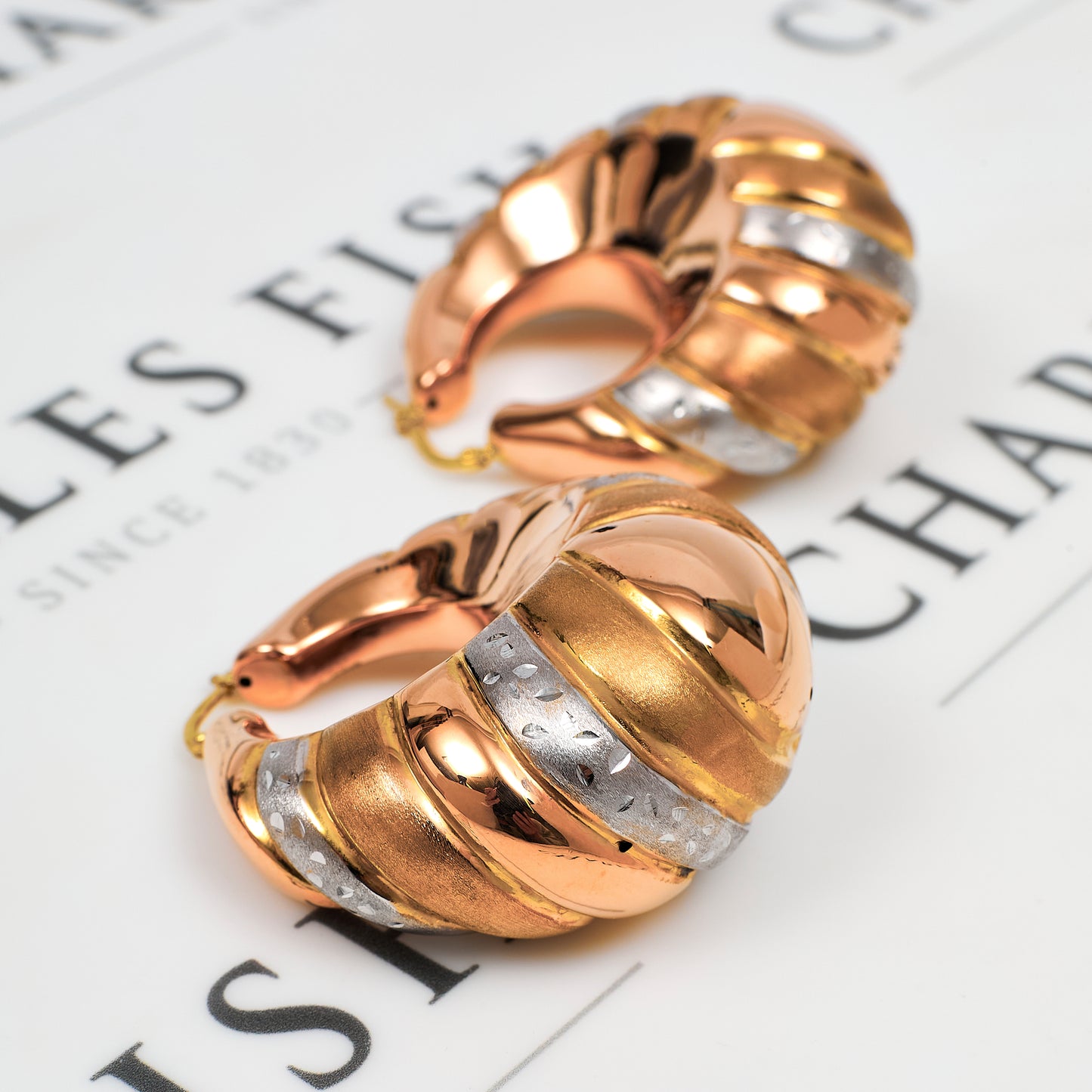 Pre-Owned 18ct Gold Tricolor Creole Hoop Earrings