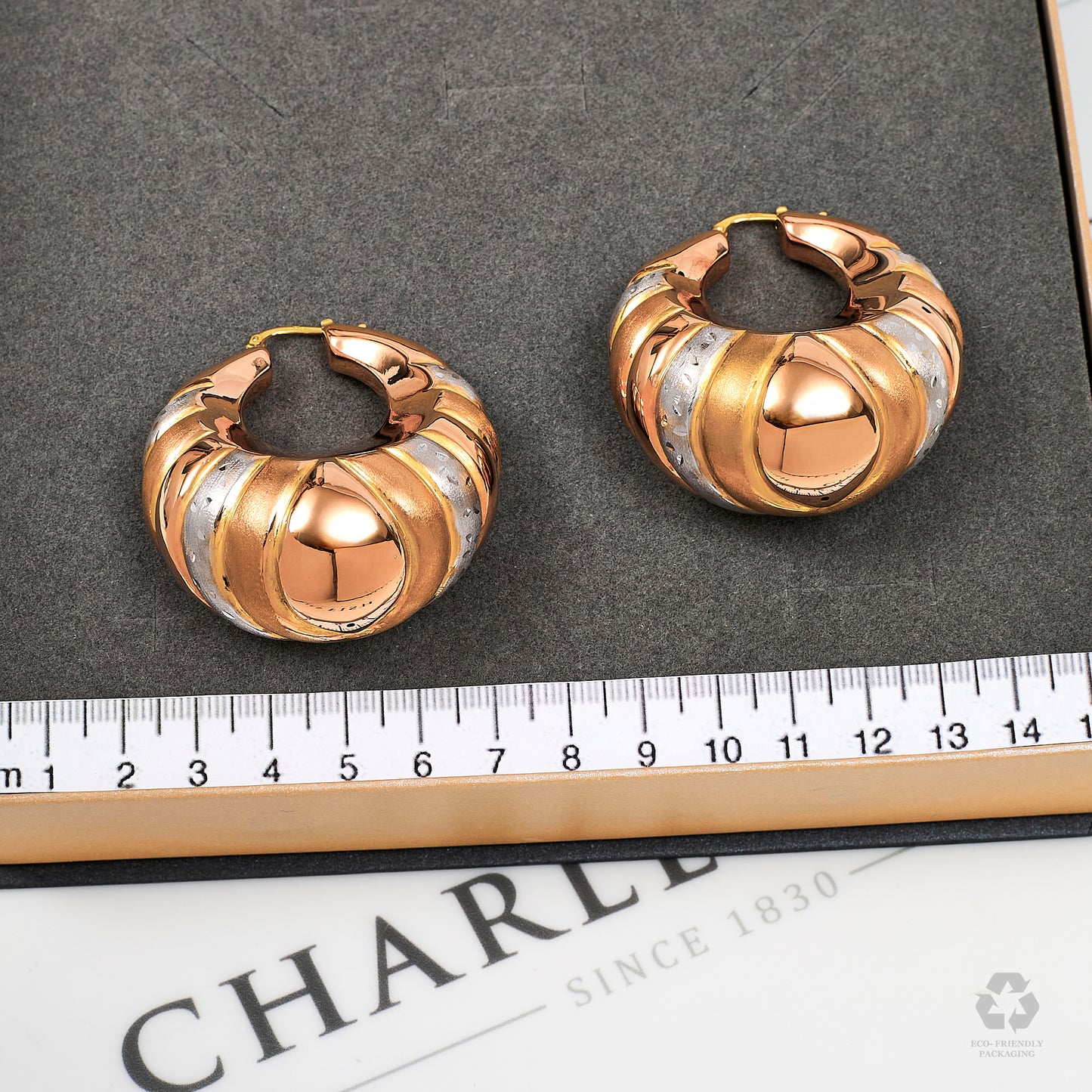 Pre-Owned 18ct Gold Tricolor Creole Hoop Earrings