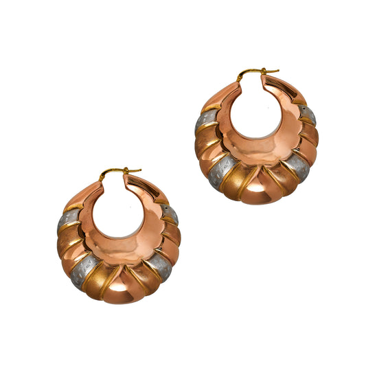 Pre-Owned 18ct Gold Tricolor Creole Hoop Earrings