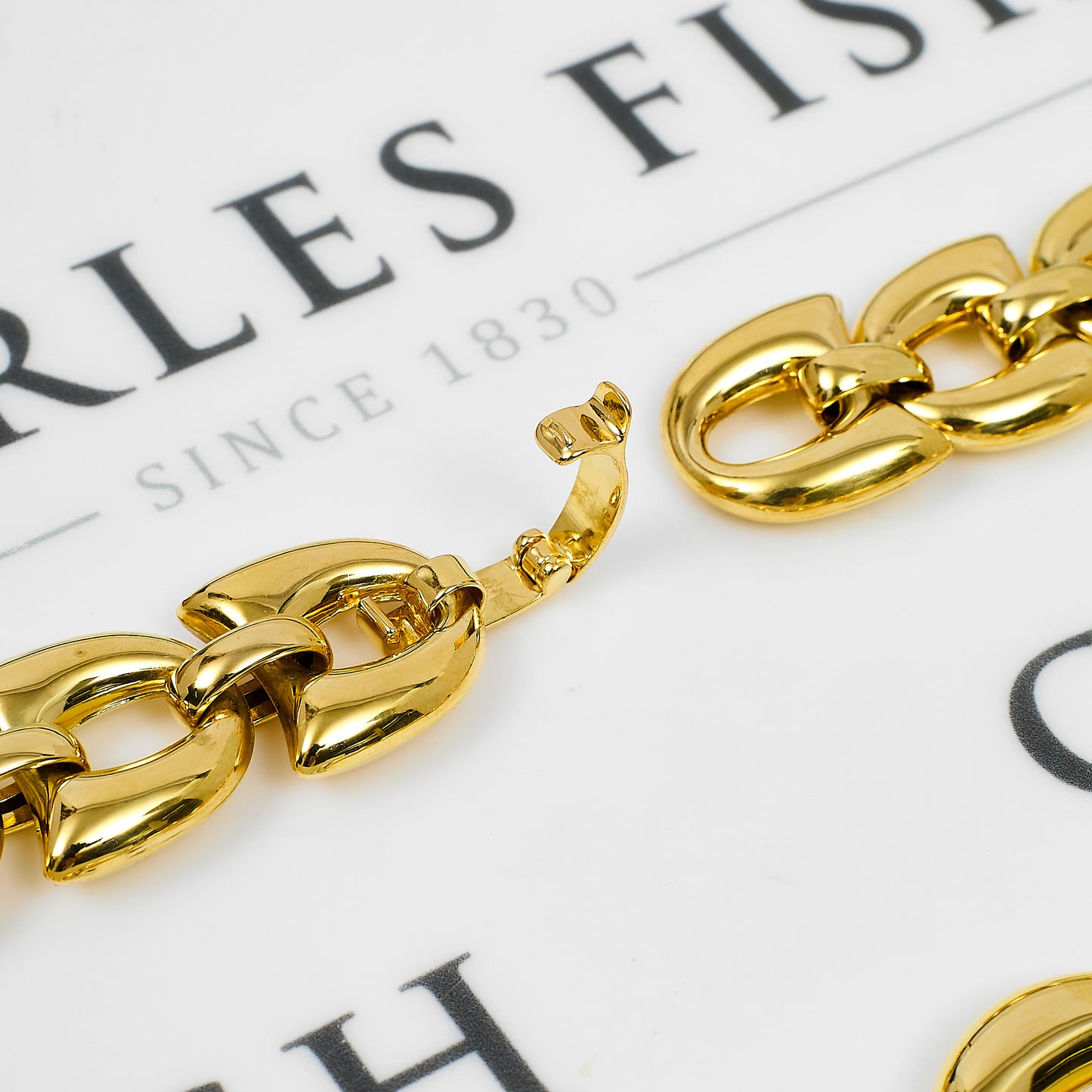 Pre-Owned 18ct Gold Tulip Shape Link Necklace 18 Inch