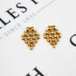 Pre-Owned 9ct Gold Rhombus Shape Brick Design Drop Earrings